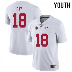 NCAA Youth Alabama Crimson Tide #18 LaBryan Ray Stitched College 2020 Nike Authentic White Football Jersey QE17Q01AA